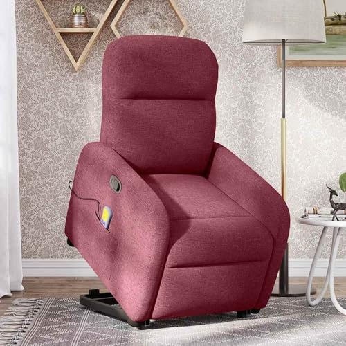 Gecheer Massagesessel mit Aufstehhilfe Weinrot Stoff von Gecheer