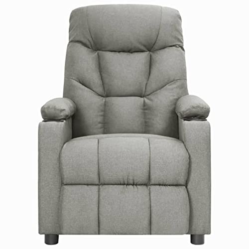 Gecheer Massagesessel mit Heizfunktion Fernsehsessel Relaxsessel Liegesessel TV Sessel Ruhesessel Polstersessel Hellgrau Stoff von Gecheer