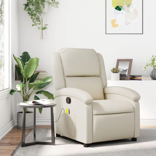 Gecheer Massagesessel mit Liegefunktion Relaxsessel Fernsehsessel TV Sessel Ruhesessel Polstersessel Relaxliege Liegesessel Loungesessel Wohnzimmersessel Relaxsofa Creme Kunstleder von Gecheer