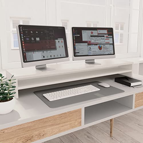 Gecheer Monitorständer Schreibtischaufsatz Monitorerhöhung Bildschirm PC Regal Aufsatz Bildschirmerhöhung Holzwerkstoff Weiß 100x24x13 cm von Gecheer