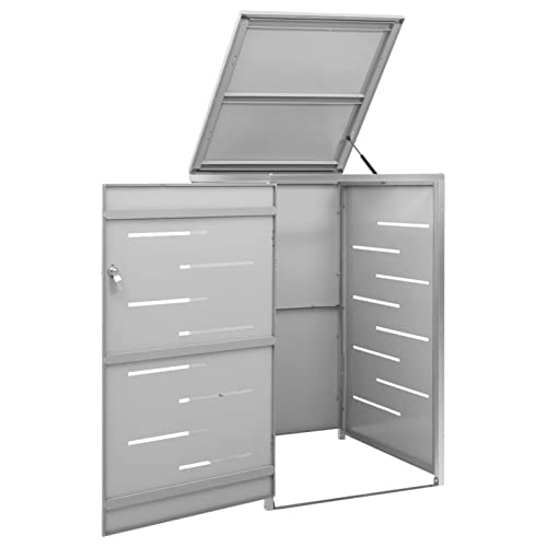 Gecheer Mülltonnenbox für 1 Tonne Abschließbar Rostfrei Müllbox Mülltonne Mülltonnenverkleidung Müllcontainer Mülltonnebox 69 x 77,5 x 115 cm Mit Luxus-Federn und praktischem Deckel,Edelstahl von Gecheer