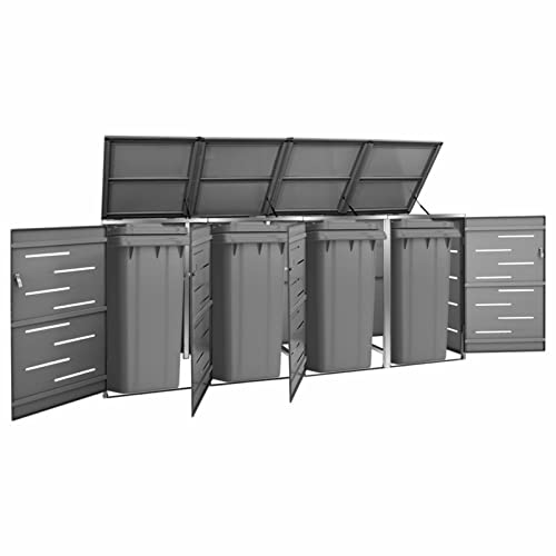 Gecheer Mülltonnenbox für 4 Tonnen Mülltonnenverkleidung Müllbox Mülltonne Müllcontainer Gartenbox Gerätebox Mülltonnenschrank 276,5x77,5x115,5 cm Edelstahl Gecheer Mülltonnenbox für 4 Tonnen Mülltonnenverkleidung Müllbox Mülltonne Müllcontainer Gartenbox Gerätebox Mülltonnenschrank 276,5x77,5x115,5 cm Edelstahl von Gecheer