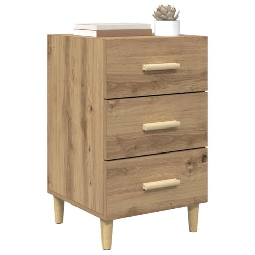Gecheer Nachttisch Eiche handwerklich 40 x 40 x 66 cm Holzwerkstoff, Schlichte Nachtkommode für Wohnzimmer Schlafzimmer Studentenbude880614 von Gecheer
