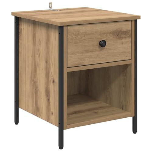 Gecheer Nachttisch Eiche handwerklich 40 x 42 x 50 cm Holzwerkstoff, Schlichte Nachtkommode für Wohnzimmer Schlafzimmer Studentenbude881848 von Gecheer