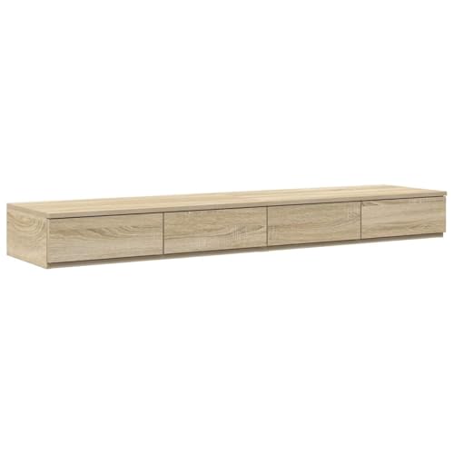 Gecheer Nachttisch Sonoma-Eiche Holzwerkstoff 150 x 36,5 x 16,5 cm, Schlichte Nachtkommode für Wohnzimmer Schlafzimmer Studentenbude866957 von Gecheer