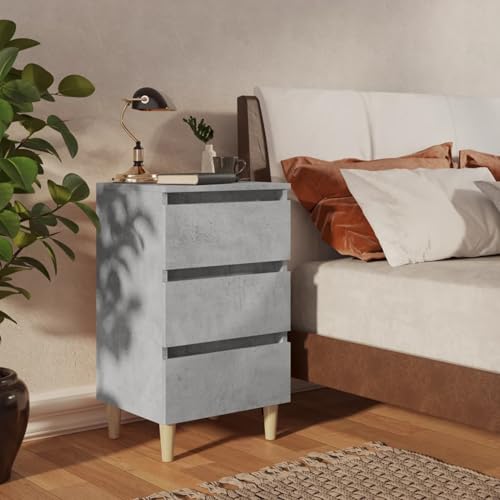Gecheer Nachttisch mit Massivholz-Beinen Betongrau 40x35x69 cm Nachtkästchen Beistelltisch für Schlafzimmer Gästezimmer Wohnheim Gecheer Nachttisch mit Massivholz-Beinen Betongrau 40x35x69 cm Nachtkästchen Beistelltisch für Schlafzimmer Gästezimmer Wohnheim von Gecheer