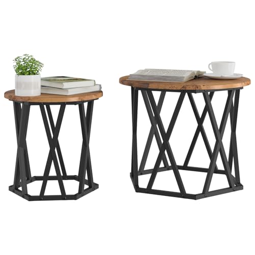Gecheer Nesting Beistelltische 2er Set aus Altholz von Gecheer