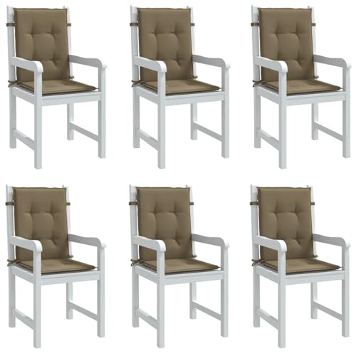 Gecheer Niedriglehner-Auflagen 6 STK. Gartenstuhlauflage Sitzauflage Polsterauflage Melange Taupe 100x50x4 cm Stoff von Gecheer