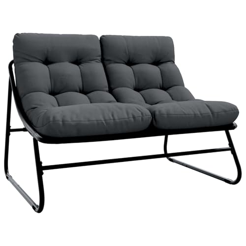 Gecheer Outdoor Sitzset Dunkelgrau Metallrahmen mit Stoffkissen Mittel Essgruppe Sitzgruppe Outdoor Gartenmöbel Set für Terrasse Balkon Restaurant von Gecheer