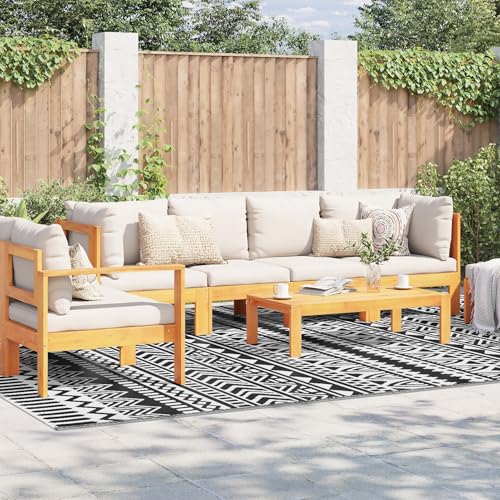 Gecheer Outdoor-Teppich Schwarz und Weiß Stoff, Polyester Groß Picknickdecke Vorzeltteppich für Patio Balkon Strand BBQ Picknick Deck Gecheer Outdoor-Teppich Schwarz und Weiß Stoff, Polyester Groß Picknickdecke Vorzeltteppich für Patio Balkon Strand BBQ Picknick Deck von Gecheer