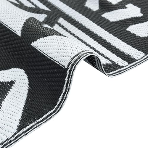 Gecheer Outdoor Teppich Schwarz und weiß Polypropylen 300 x 400 cm Picknickdecke Vorzeltteppich für Patio Balkon Strand BBQ Picknick Deck Gecheer Outdoor Teppich Schwarz und weiß Polypropylen 300 x 400 cm Picknickdecke Vorzeltteppich für Patio Balkon Strand BBQ Picknick Deck von Gecheer