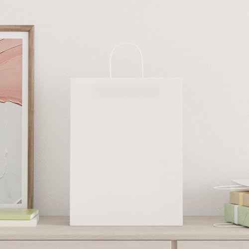Gecheer Papiertragetaschen 250 STK. mit Henkeln Weiß 32x12x42 cm von Gecheer