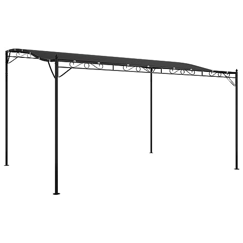 Gecheer Pavillon Gartenpavillon Überdachung Partyzelt Pergola Garten Terrasse Terrassenpavillon Sonnenschutz Gartenzelt Anthrazit 4x3 m 180 g/m² Stoff und Stahl von Gecheer