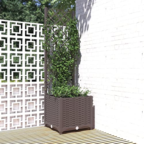 Gecheer Pflanzkübel Pflanzgefäß Blumenkasten Pflanzkasten 40 x 40 x 136 cm (L x B x H) mit Spalier Gartenspalier Rankgitter Rankhilfe Übertopf Hochbeet Terrasse Blumenbeet Blumenständer Blumenkübel von Gecheer