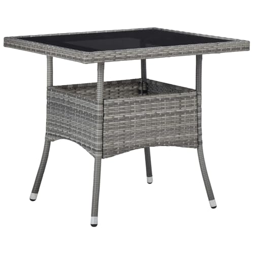 Gecheer Polyrattan Esstisch Gartentisch Grau mit Glas von Gecheer