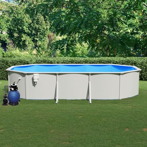 Gecheer Pool mit Sandfilterpumpe Stahlwandpool Pool-Set Pool Komplett-Set Aufstellpool 610x360x120 cm von Gecheer