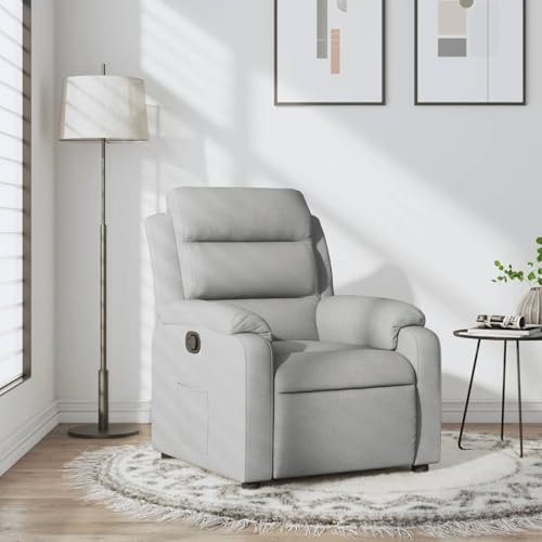 Gecheer Relaxsessel Hellgrau Stoff, Sessel Wohnzimmer Fernsehsessel Liegesessel für Entspannung Homeoffice Leseecke3205720 von Gecheer