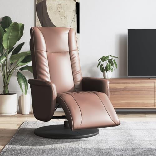 Gecheer Relaxsessel mit Fußteil Braun Kunstleder Sessel Wohnzimmer Fernsehsessel Liegesessel für Entspannung Homeoffice Leseecke von Gecheer