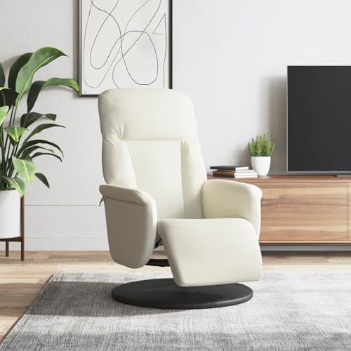 Gecheer Relaxsessel mit Fußteil Creme Samt Sessel Wohnzimmer Fernsehsessel Liegesessel für Entspannung Homeoffice Leseecke von Gecheer