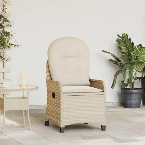 Gecheer Relaxsessel mit Kissen Beige Poly-Rattan, Sessel Wohnzimmer Fernsehsessel Liegesessel für Entspannung Homeoffice Leseecke42003420 von Gecheer