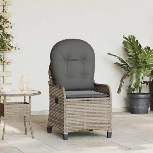 Gecheer Relaxsessel mit Kissen Grau Poly Rattan, Sessel Wohnzimmer Fernsehsessel Liegesessel für Entspannung Homeoffice Leseecke42003419 von Gecheer