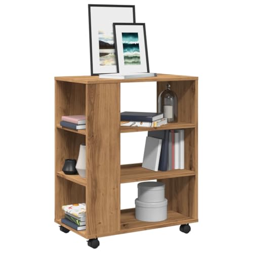 Gecheer Rollschrank Rollcontainer Büroschrank Aktenschrank Bürocontainer Schrank Artisan-Eiche 60x35x75 cm Holzwerkstoff von Gecheer