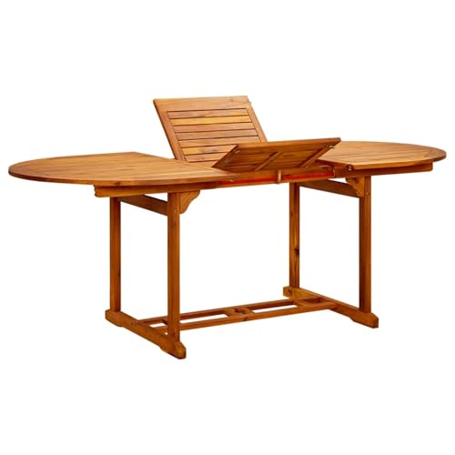 Gecheer Runder Tisch, Beistelltisch, Gartentisch, 200 x 100 x 75 cm, massives Akazienholz von Gecheer