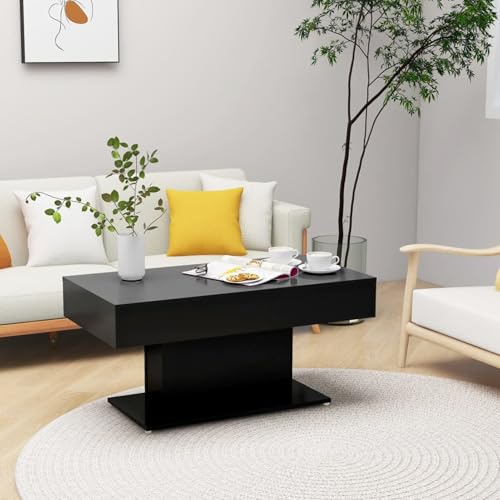 Gecheer Runder Tisch, Beistelltisch, Schwarz, 96 x 50 x 45 cm, Holz Gecheer Runder Tisch, Beistelltisch, Schwarz, 96 x 50 x 45 cm, Holz von Gecheer