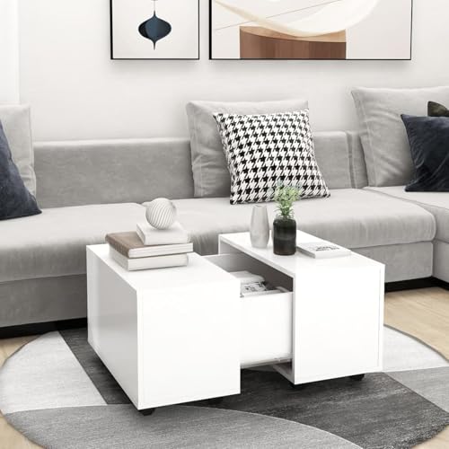 Gecheer Runder Tisch, Beistelltisch, Weiß, 60 x 60 x 38 cm, Holz Gecheer Runder Tisch, Beistelltisch, Weiß, 60 x 60 x 38 cm, Holz von Gecheer
