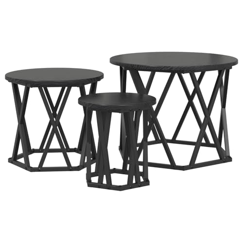 Gecheer Satztische 3 STK. Schwarz Eiche Holzwerkstoff von Gecheer