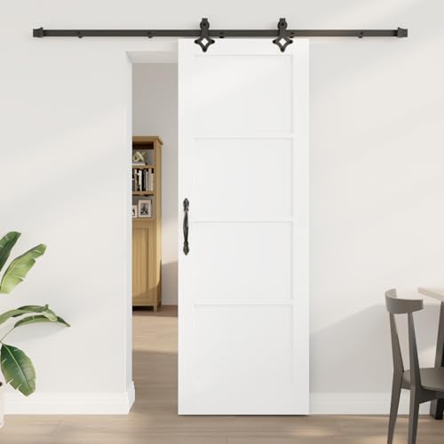 Gecheer Schiebetür mit Hardware Set "ORKDAL" Weiß Massivholz Kiefer von Gecheer