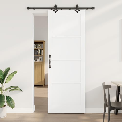 Gecheer Schiebetür mit Hardware Set 'ORKDAL'Weiße massive Holzfichte von Gecheer