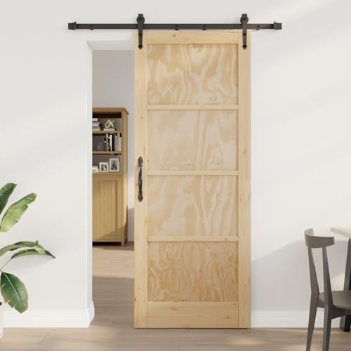 Gecheer Schiebetür mit Hardware-Set 'ORKDAL'aus massivem Kiefernholz von Gecheer