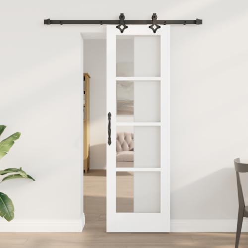 Gecheer Schiebetür mit Hardware-Set Weiße 61x198.5 cm Aus massivem Kiefernholz von Gecheer