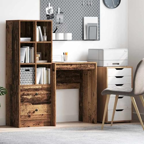 Gecheer Schreibtisch Altholz 60 x 40 x 76 cm Holzwerkstoff, Schreibtische Bürotisch für PC-Arbeit Schlafzimmer kleine Räume Arbeitszimmer von Gecheer