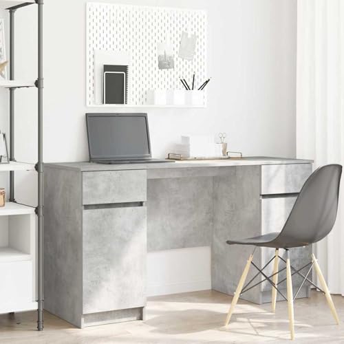 Gecheer Schreibtisch Betongrau 140x49x76 cm Holzwerkstoff, Schreibtische Moderner Computertisch für Arbeitszimmer Schlafzimmer Wohnzimmer3328510 von Gecheer