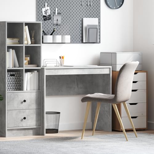 Gecheer Schreibtisch Betongrau 90 x 40 x 76 cm Holzwerkstoff, Schreibtische Moderner Computertisch für Arbeitszimmer Schlafzimmer Wohnzimmer von Gecheer
