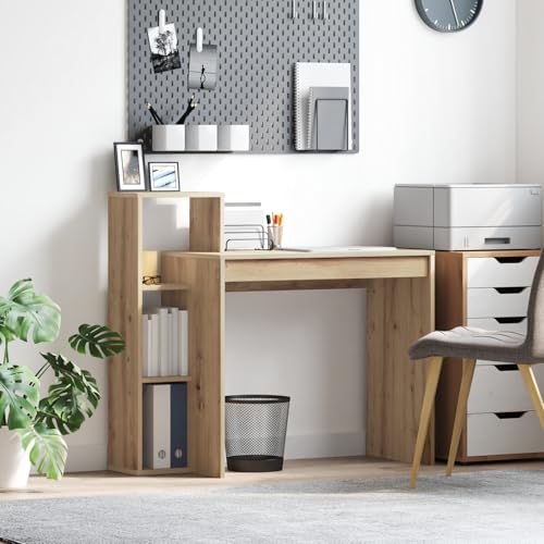 Gecheer Schreibtisch Eiche handwerklich 100 x 40 x 90 cm Holzwerkstoff, Schreibtische Moderner Computertisch für Arbeitszimmer Schlafzimmer Wohnzimmer von Gecheer