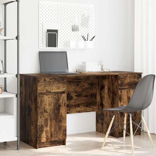 Gecheer Schreibtisch Räuchereiche 140x49x76 cm Holzwerkstoff, Schreibtische Moderner Computertisch für Arbeitszimmer Schlafzimmer Wohnzimmer3328511 von Gecheer