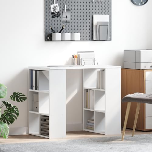 Gecheer Schreibtisch mit Regal Weiß 90 x 50 x 75 cm Holzwerkstoff, Schreibtische Moderner Computertisch für Arbeitszimmer Schlafzimmer Wohnzimmer von Gecheer