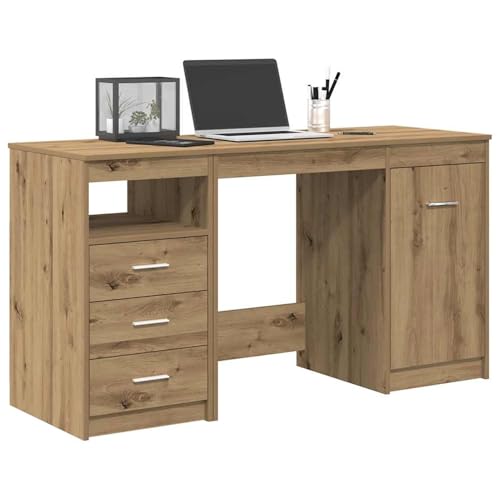 Gecheer Schreibtisch mit Schrank Artisan Oak Engineered Wood, Schreibtische Moderner Computertisch für Arbeitszimmer Schlafzimmer Wohnzimmer3328552 von Gecheer