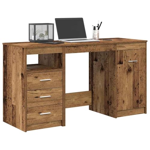 Gecheer Schreibtisch mit Unterschrank Altholz Holzwerkstoff, Schreibtische Moderner Computertisch für Arbeitszimmer Schlafzimmer Wohnzimmer3328551 von Gecheer