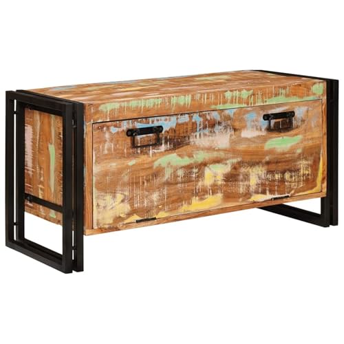 Gecheer Schuhschrank Braun 90 x 38 x 45 cm recyceltes Massivholz, Schuhregal Organizer für Flur Wohnzimmermöbel Diele Flur Treppenhaus4016722 von Gecheer