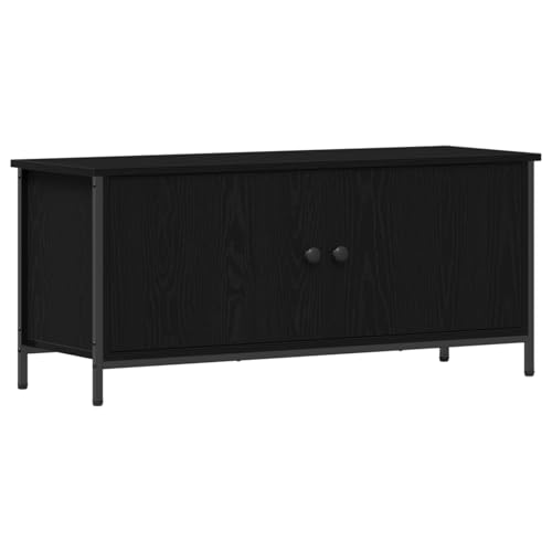 Gecheer Schwarzer Eichen TV-Ständer Schwarze Eiche Spanplatte, Metall Fernsehschrank Fernsehtisch Wohnwand für Wohnzimmer Home-Cinema Gamerzimmer von Gecheer