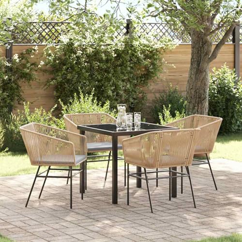 Gecheer Set aus 3 Braun PE-Rattan Mittel Gartenstuhl Quadratisch, Gartenmöbel Stapelstuhl Balkonstühle für Outdoor Garten Café Camping3380926 von Gecheer