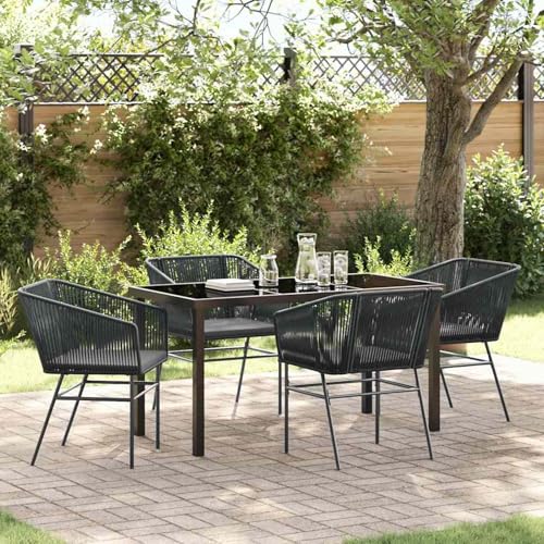 Gecheer Set aus 3 Schwarz PE-Rattan, pulverbeschichteter Stahl Standard, Gartenmöbel Tisch und Stühle Set für Garten Terrasse Café Outdoor Essbereich3380920 Gecheer Set aus 3 Schwarz PE-Rattan, pulverbeschichteter Stahl Standard, Gartenmöbel Tisch und Stühle Set für Garten Terrasse Café Outdoor Essbereich3380920 von Gecheer