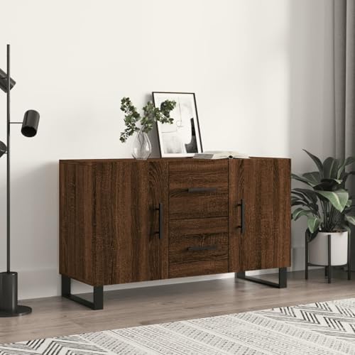 Gecheer Sideboard Braun Eichen-Optik 100x36x60 cm Holzwerkstoff, Moderne Kommode mit Schubladen und viel Stauraum für Wohnzimmer Flur Essbereich828203 von Gecheer