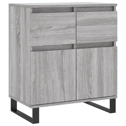 Gecheer Sideboard Grau Sonoma 60x35x70 cm Holzwerkstoff, Moderne Kommode mit Schubladen und viel Stauraum für Wohnzimmer Flur Essbereich831130 von Gecheer