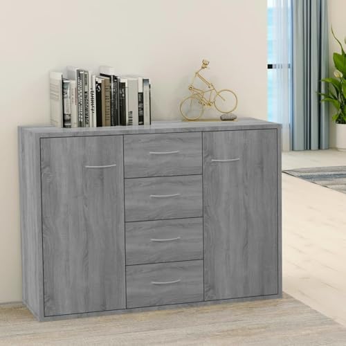 Gecheer Sideboard Grau Sonoma 88x30x65 cm Holzwerkstoff Moderne Kommode mit Schubladen und viel Stauraum für Wohnzimmer Flur Essbereich Gecheer Sideboard Grau Sonoma 88x30x65 cm Holzwerkstoff Moderne Kommode mit Schubladen und viel Stauraum für Wohnzimmer Flur Essbereich von Gecheer