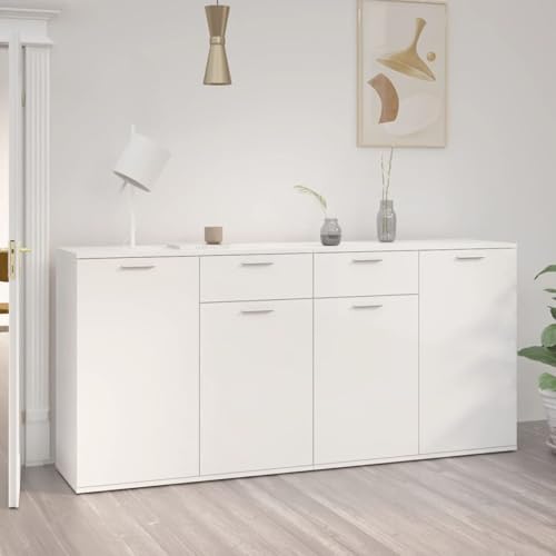 Gecheer Sideboard Hochglanz-Weiß 160x36x75 cm Holzwerkstoff Moderne Kommode mit Schubladen und viel Stauraum für Wohnzimmer Flur Essbereich Gecheer Sideboard Hochglanz-Weiß 160x36x75 cm Holzwerkstoff Moderne Kommode mit Schubladen und viel Stauraum für Wohnzimmer Flur Essbereich von Gecheer